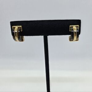 Vintage Gold tone and Faux Tortoiseshell Huggy Hoop clip on earings